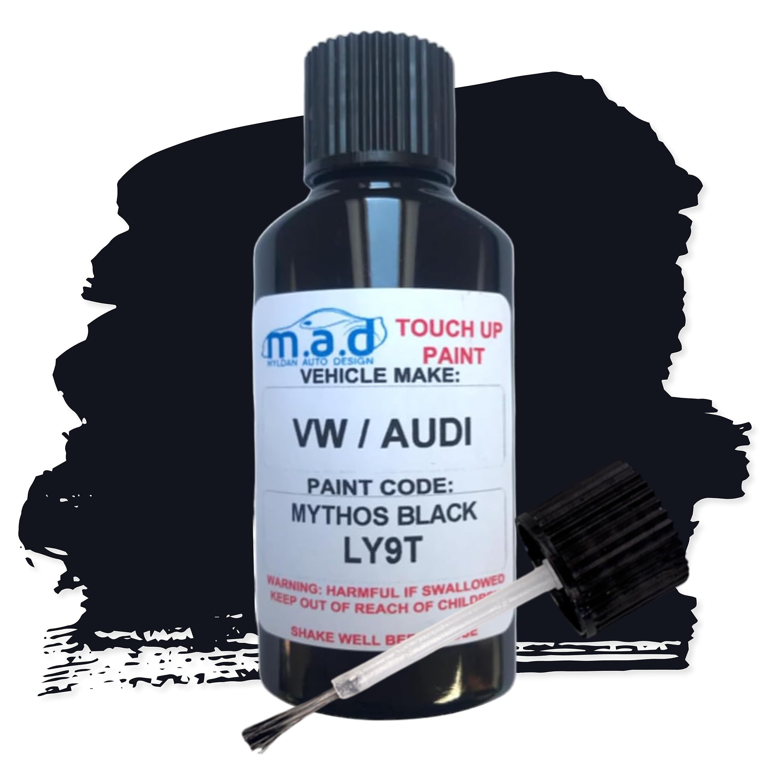M.a.d Myldan Auto Design Black Touch Up Paint For Audi Ly9t Mythos Pen A1 A3 A4 A5 A6 Tt A8 Rs4 Rs5 Rs6 Q5 Sq5 R8 (Paint + Primer + Lacquer)