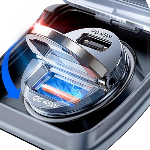 AINOPE 17 Air iPhone 16 15 Pro Max 90W USB C Cargador de coche de carga rápida, [metal más pequeño] Cargador de coche USB C PD45W+QC3.0 Dual Port