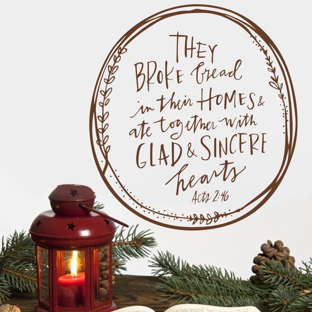 DigTour WallArt They Broke Bread in Their Homes & Ate Together with Gold & Sincere Hearts Bible Wall Vinyl Quote for Family A(X-Large,Black)