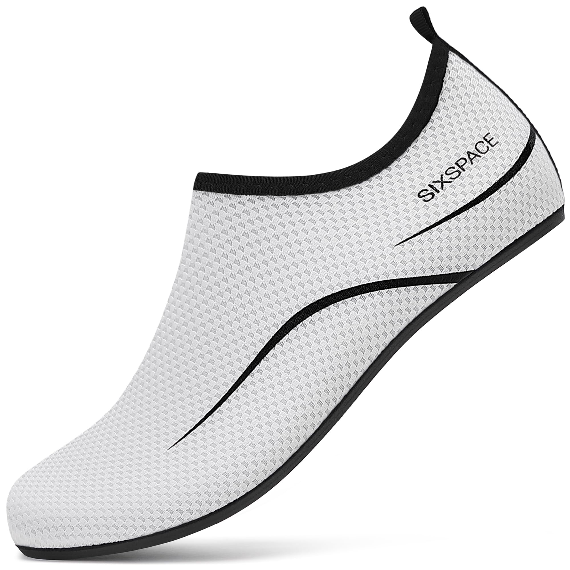 Sixspace Herren Damen Badeschuhe Wasserschuhe Aquaschuhe Strandschuhe Schnell Trocknend Slip on Breathable Schwimmschuhe Surfschuhe für Beach Pool Surfen Yoga Weiß 42 EU