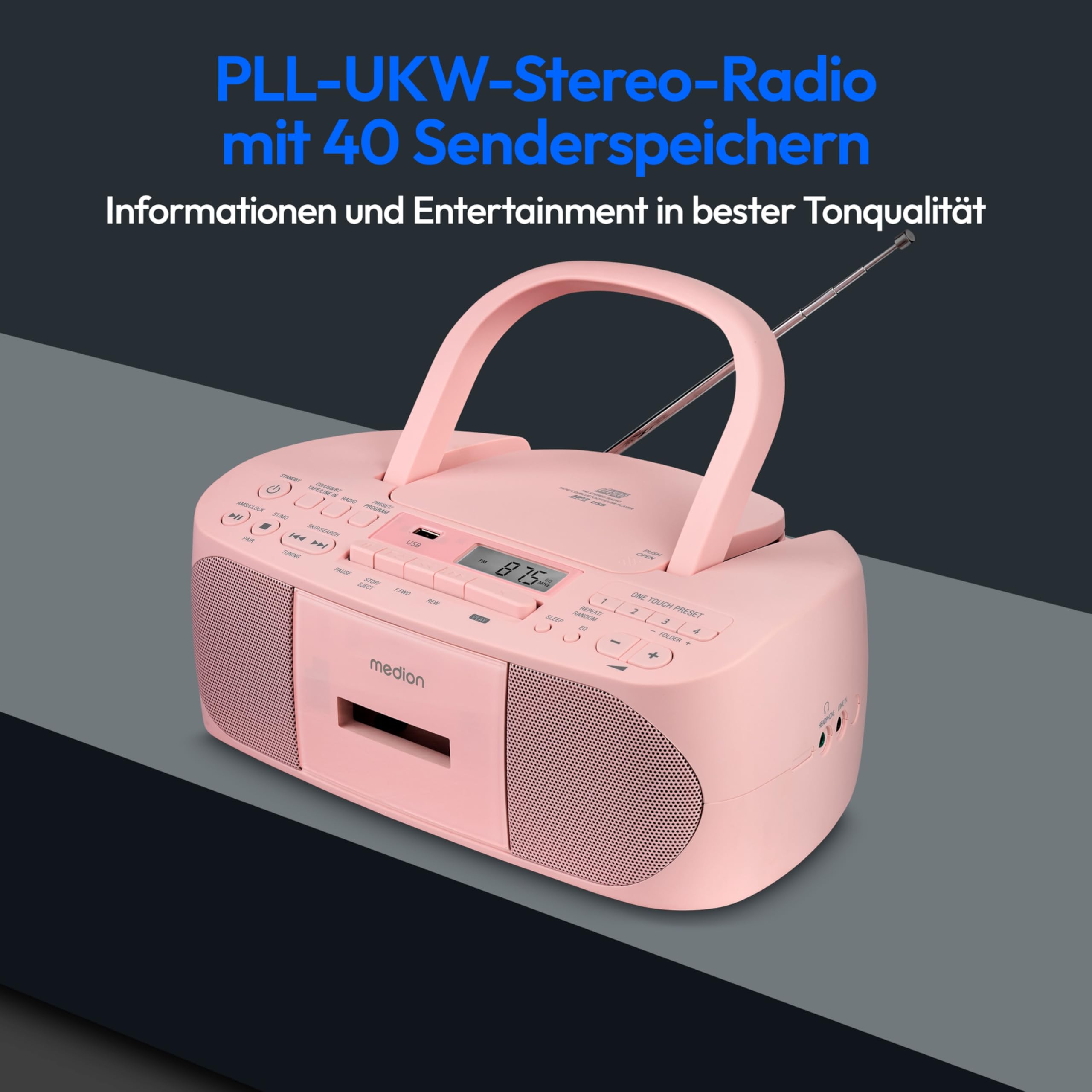 Dual 75046 P 49-1 Kleurrijke radio met cd-speler (FM-radio, boombox