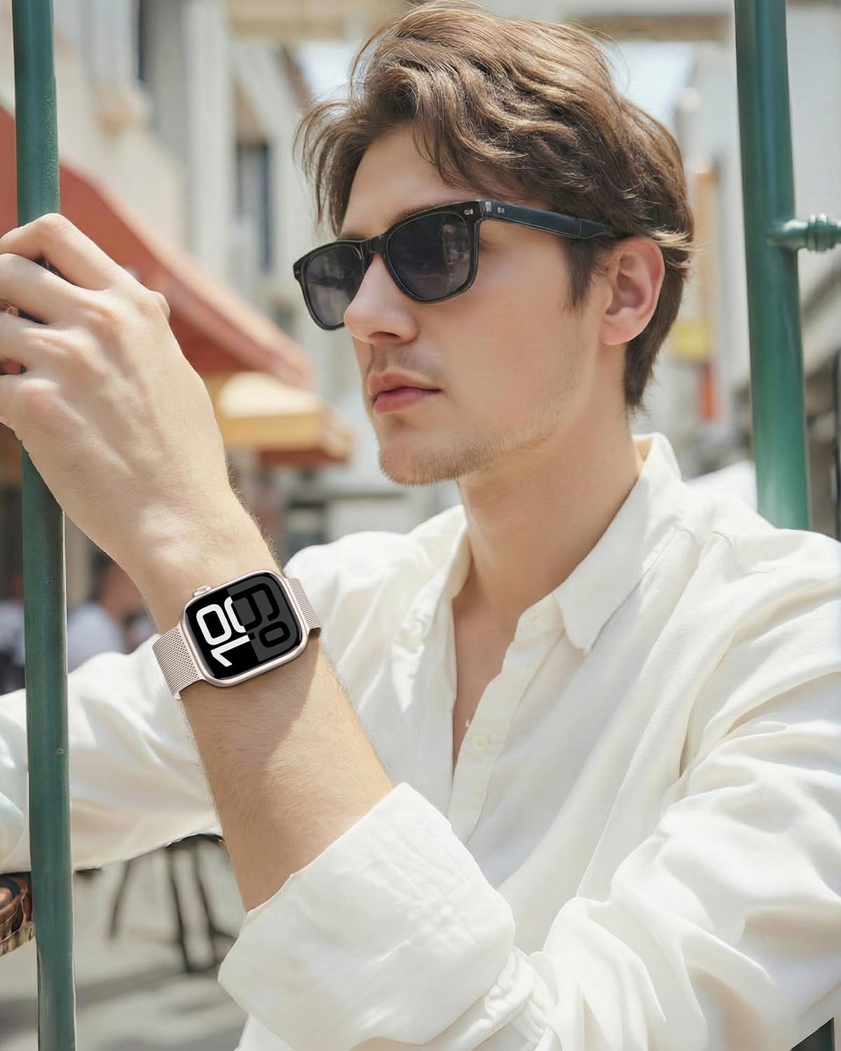 Higgs Strap Compatible with Apple Watch Straps 42mm 46mm 45mm 44mm 41mm 40mm 38mm 49mm for Women Men, Dual Magnetic Adjustable Metal Band for iWatch Series 11 10 9 8 7 6 5 4 SE Ultra 3 2 1 — view 7