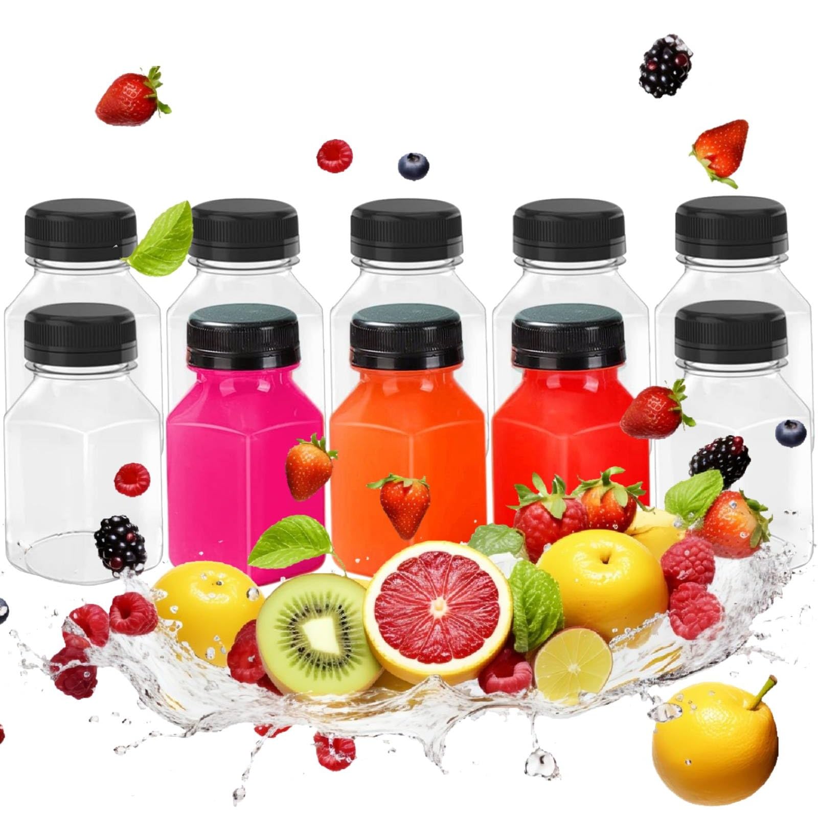 Lot De 12 Bouteilles En Plastique PET Vides 200 Ml - Transparentes, étanches - Pour Lait, Jus, Smoothies