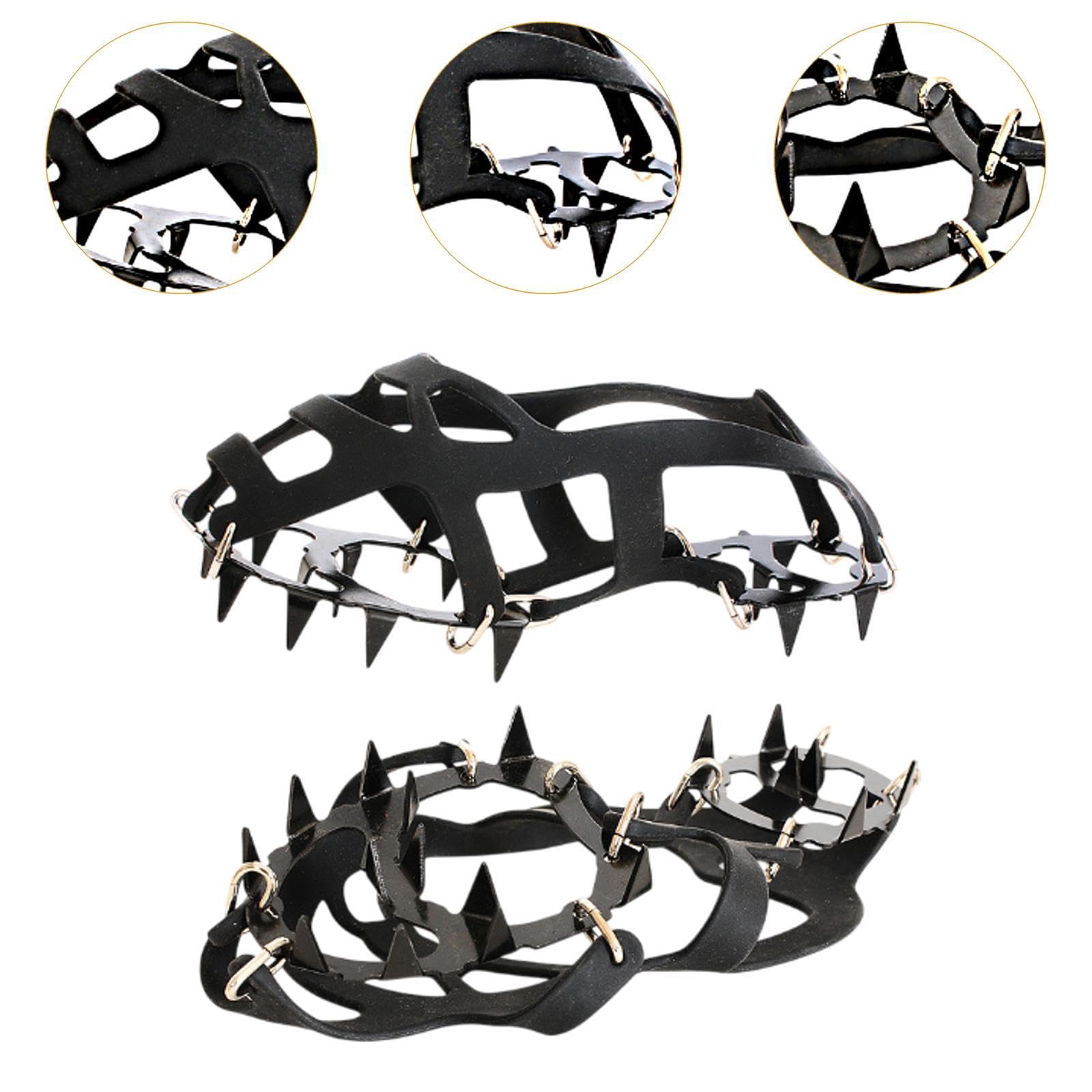 LOVIVER Crampons Chaussures Spécial Neige Glace 18 Pointes Silicone Acier Manganèse Adaptés à La Marche Course Plein Air Escalade