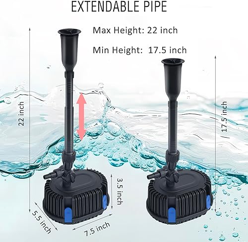 Miniatura 6 de Filtro de estanque con kit de fuente de bomba, bomba sumergible para estanque Koi, filtros para estanque al aire libre, 3 patrones de agua,