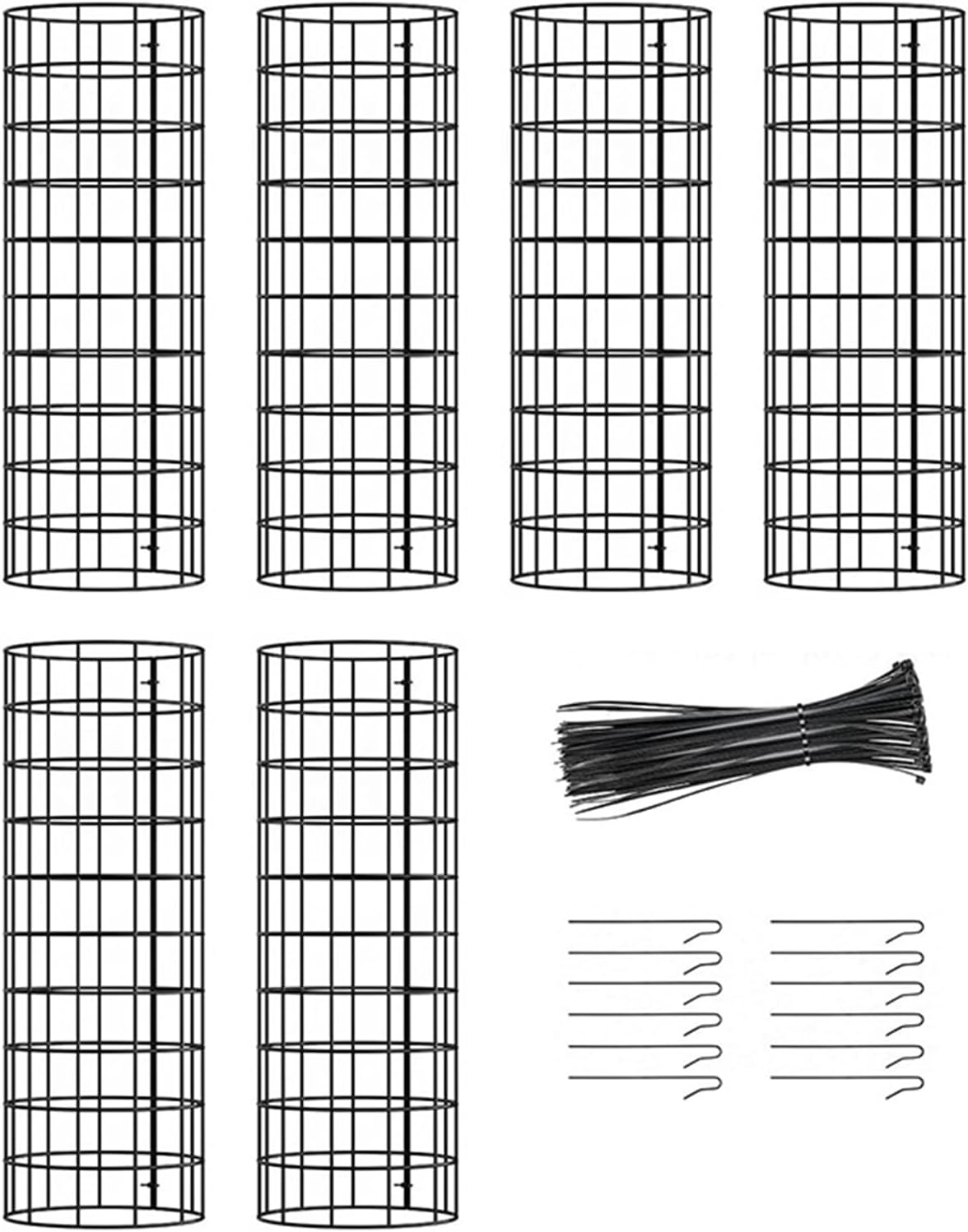 6pcs Tree Trunk Protectors with Metal Stakes Plant Protections Cage Garden Plant Protectors for Tree Trunk