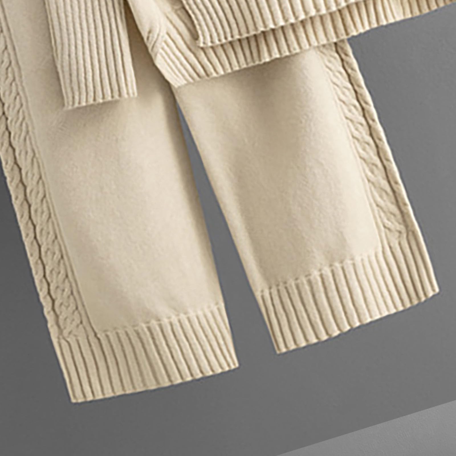 Pigiama lavorato a maglia per le donne UK inverno caldo maglione a costine vestito tinta unita manica lunga pigiameria biancheria da notte morbido girocollo pigiama set due pezzi comodo loungewear