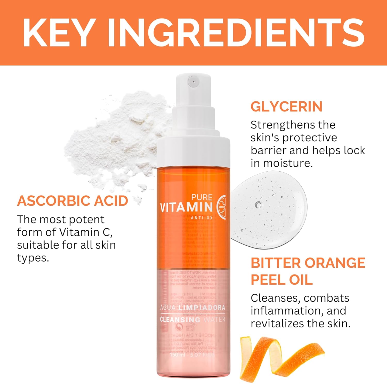 Noche Y Dia Cleanser and Moisturizing Vit C Bundle - Vitamin C Cleansing Water & Vitamin C Face Cream