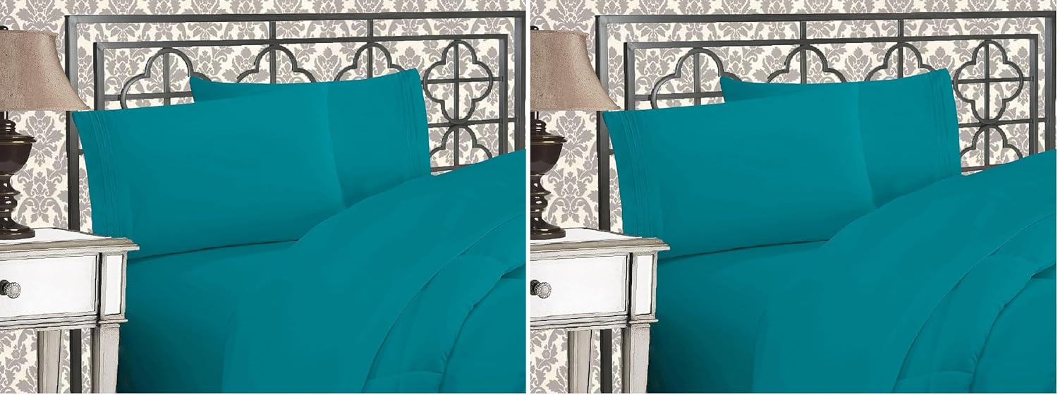 Elegant Comfort 1500 Thread Count Wrinkle & Fade Resistant Egyptian Quality Ultra Soft Luxurious 2-Piece Pillowcases, King Size, Turquoise (Pack of 2)