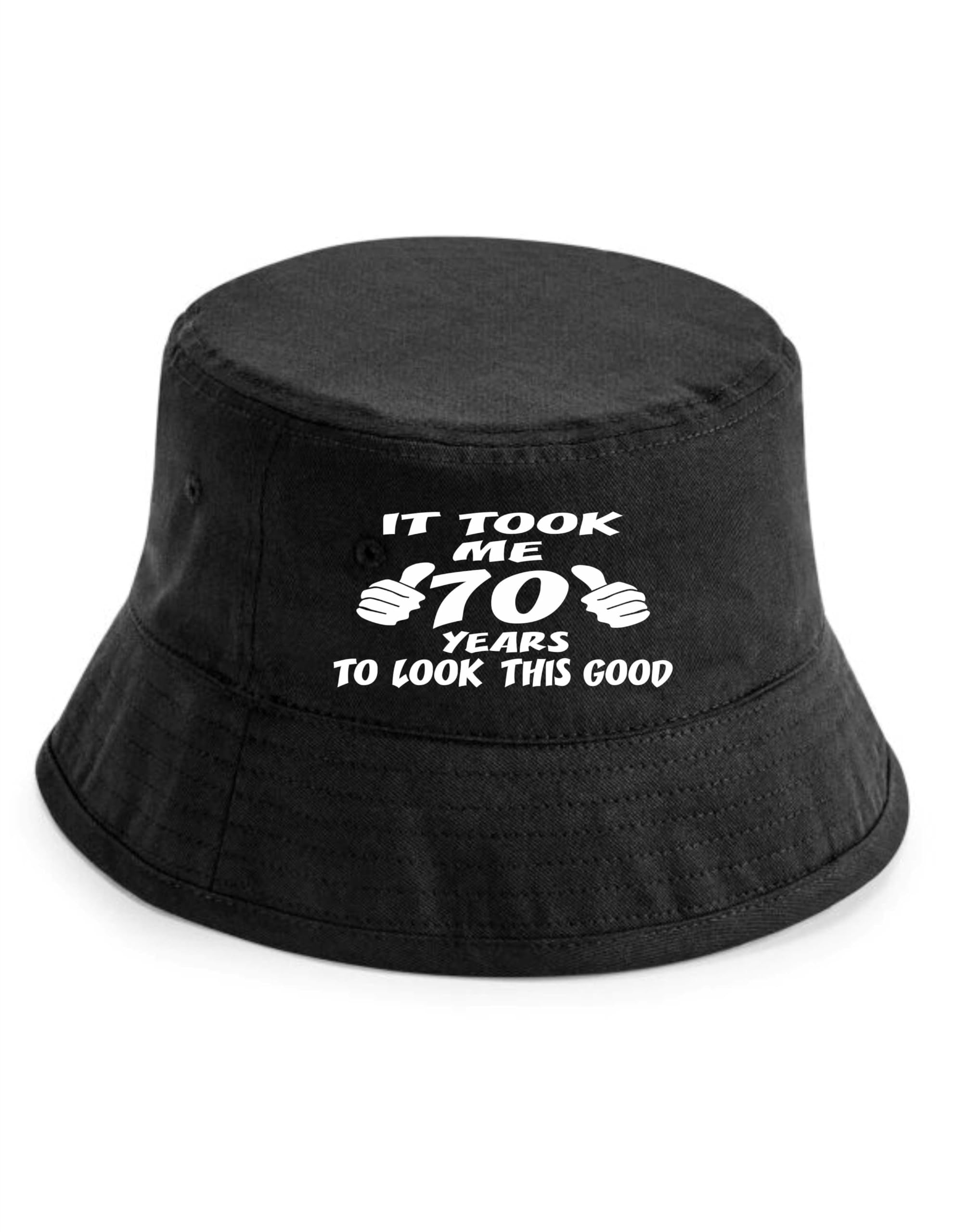 Print4U It Took 70 Years to Look This Good Bucket Hat 70th Birthday Men & Ladies Black LXL