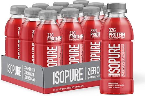Isopure Zero Carb - 12 botellas de proteína lista para beber aislado de proteína de suero helada de uva 16 onzas líquidas 12 botellas