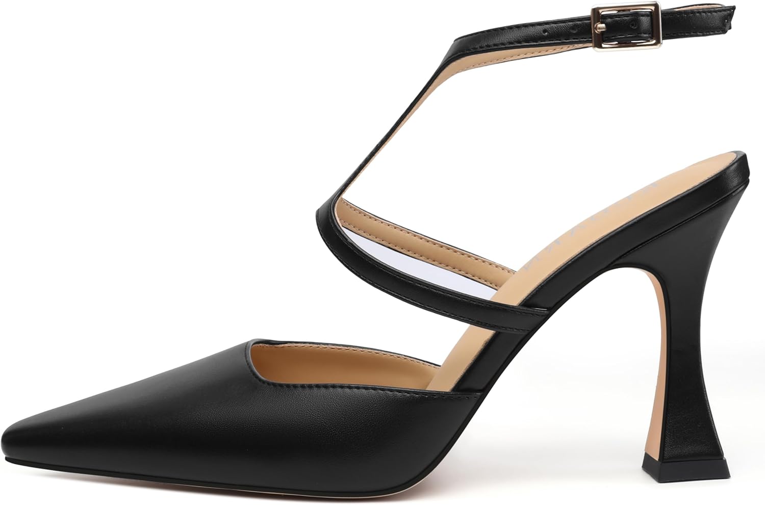 KUOARN Slingback Heels for Women Closed Toe 3.5 Inch Stiletto with Adjustable Ankle Strap Comfortable Elegant Evening Party Wedding Pumps - Image 4