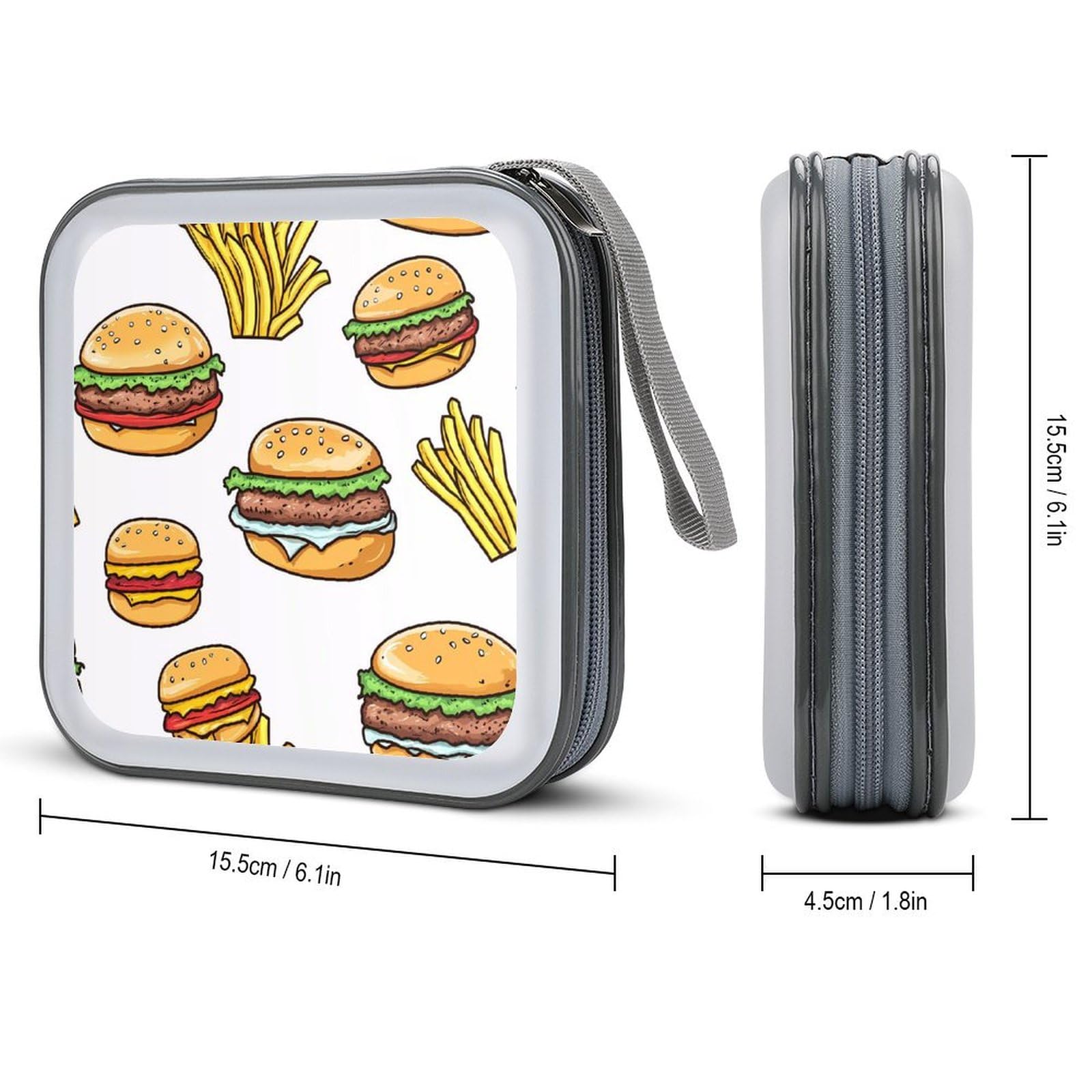 Hamburger Fried CD Case Portable DVD Holder Storage Organizer for Home Travel
