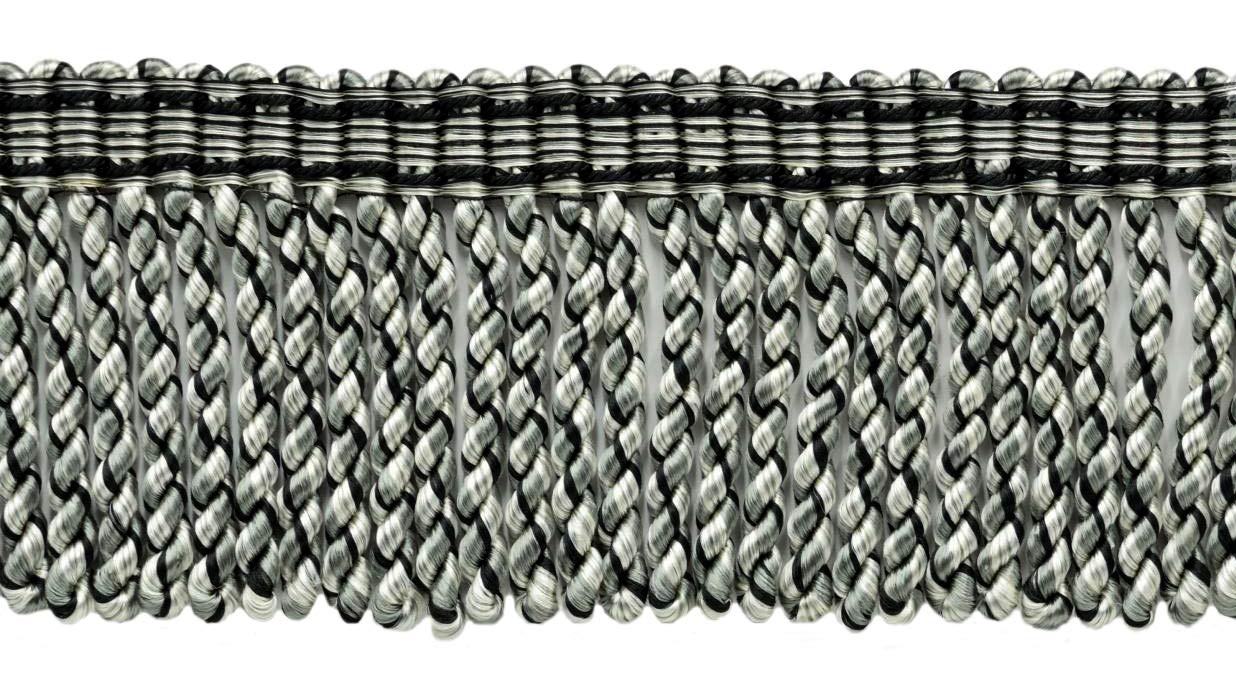 Frange Vanille Bullion Noir Gris DecoPro 16,5m pour finitions de rideaux et coussins