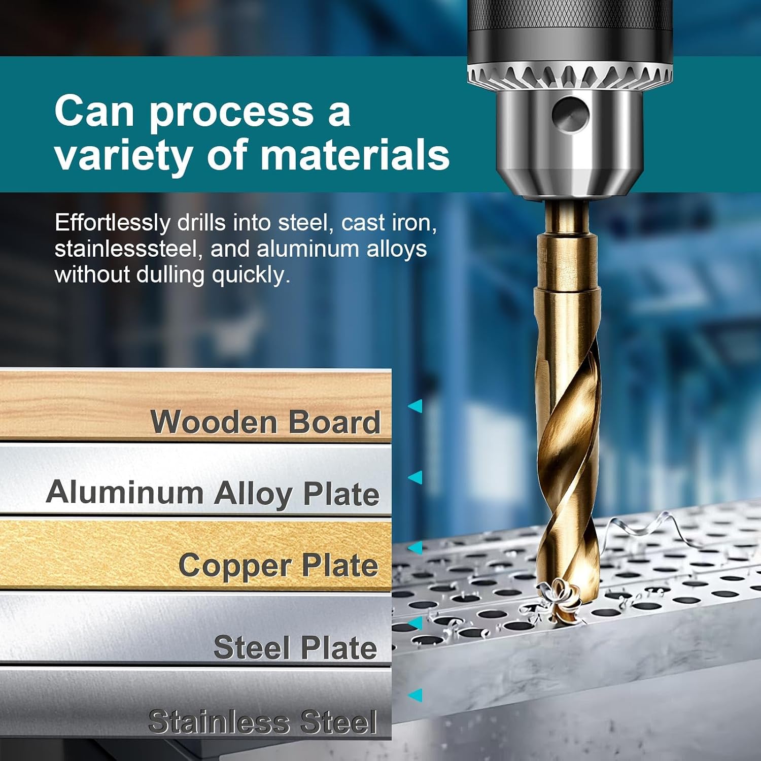 33/64 Inch Cobalt Drill Bit, M35 HSS Twist Drill Bit, 135° Split Point | Reduced Shank, For metal sheet stainless steel and alloy steel plate drilling 6" length 3" working length