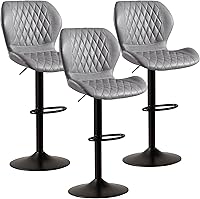 Vista 37 de Juego de 4 taburetes de bar, modernos taburetes giratorios de altura de mostrador para sillas de isla de cocina, taburetes de bar de tela ajustables