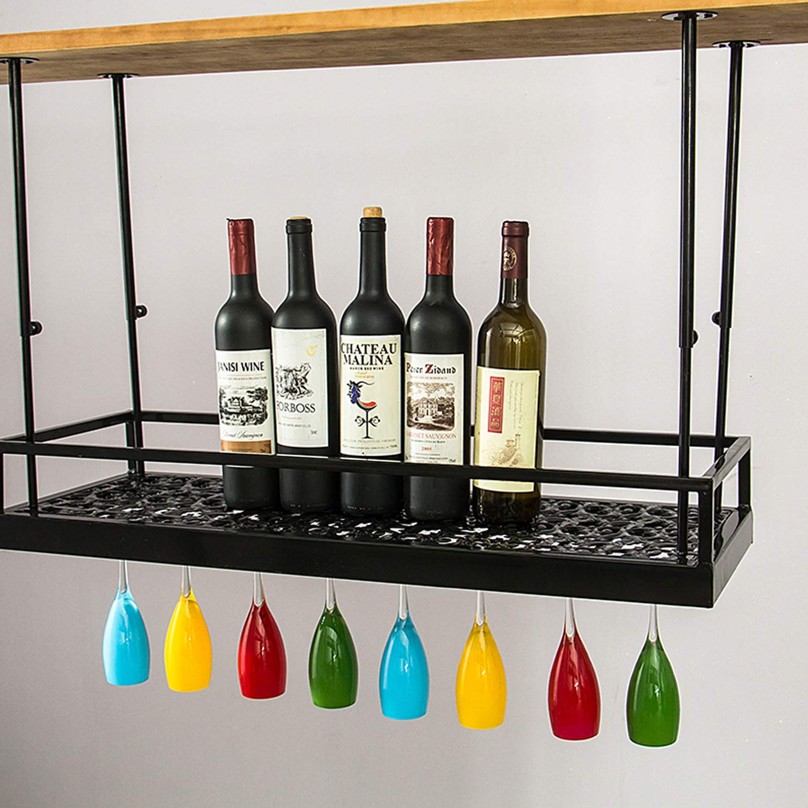 Support mural réglable pour bouteilles de vin au-dessus de l'îlot