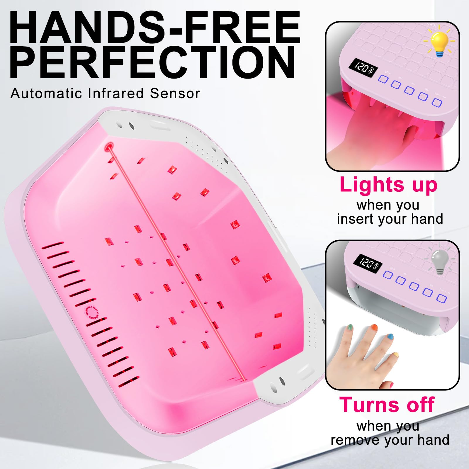 MEKK 54W Cordless UV LED Nail Lamp with Red Light and Auto Sensor