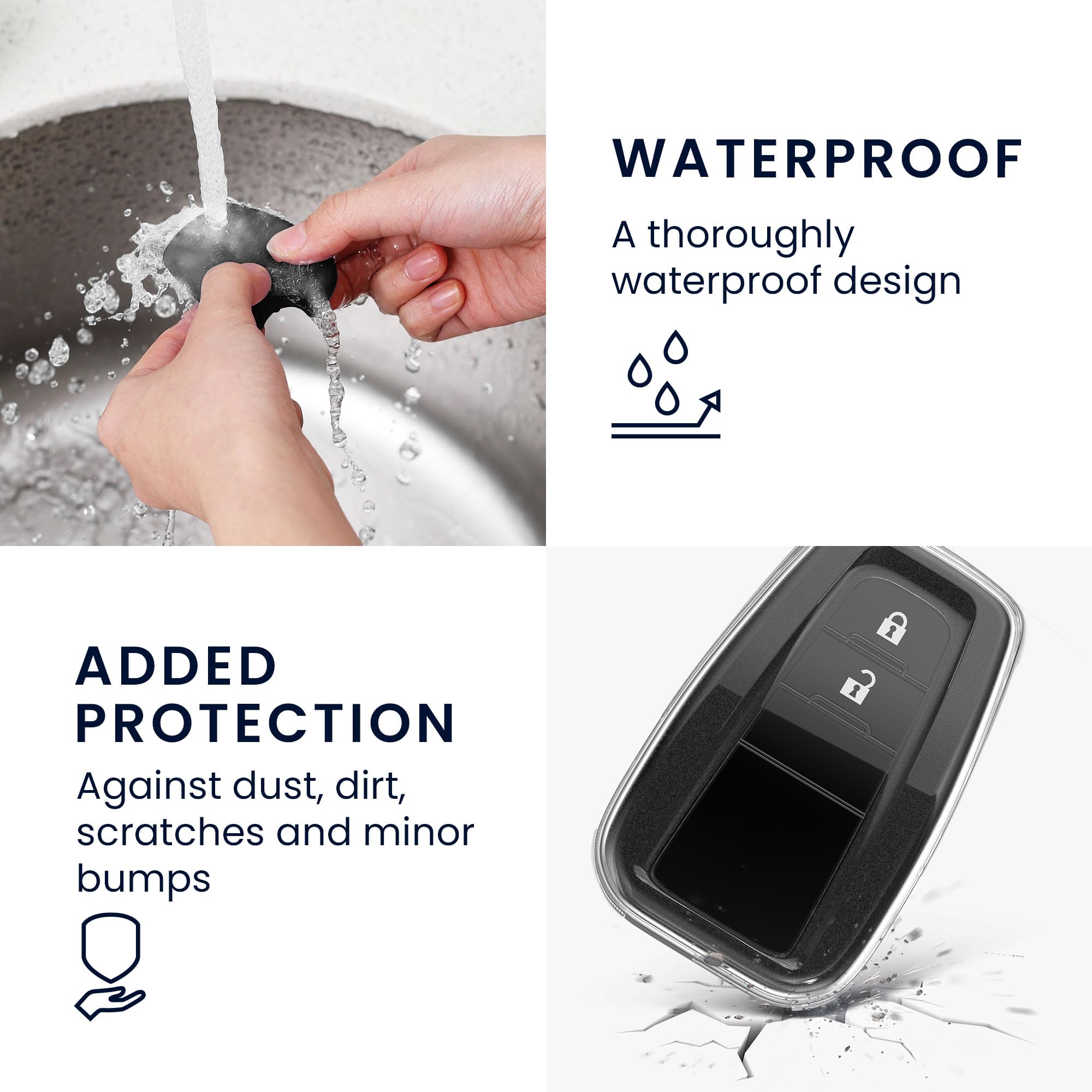 Custodia Chiavi Auto Kwmobile Per Toyota Smart Key 2 Tasti – TPU Trasparente E Nero, Antigraffio E Facile Da Installare
