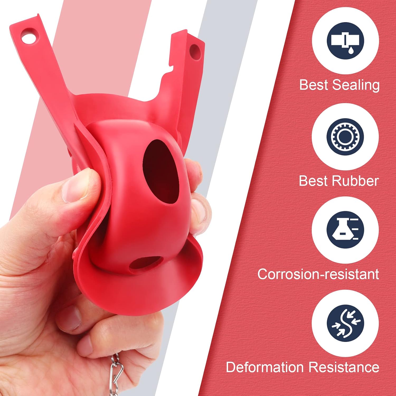 Toto Water-Saving Valve Toilet Flapper 3 Inch Replacement Kit, Rubber Toilet Tank Flapper with Chain, Suitable for G-Max, Thu499s, Thu331s, Thu175s & 2021BP Toto Toilet Models, Red