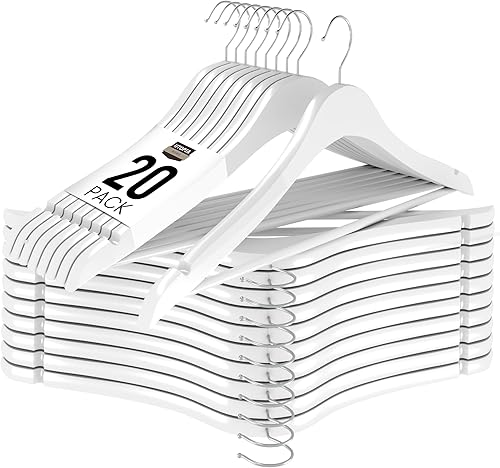 Miniatura 35 de Utopia Home Perchas de Madera Premium Paquete de 30 - Percha para Abrigos Duradera y Delgada - Perchas para Trajes con Gancho Giratorio de 360 Blanco