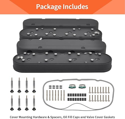 Miniatura 74 de Cubiertas de válvula de aluminio con aletas compatibles con bloque pequeño Chevy 58-86 Tall 327 350 400 - Plata pulida Plateado (sliver)