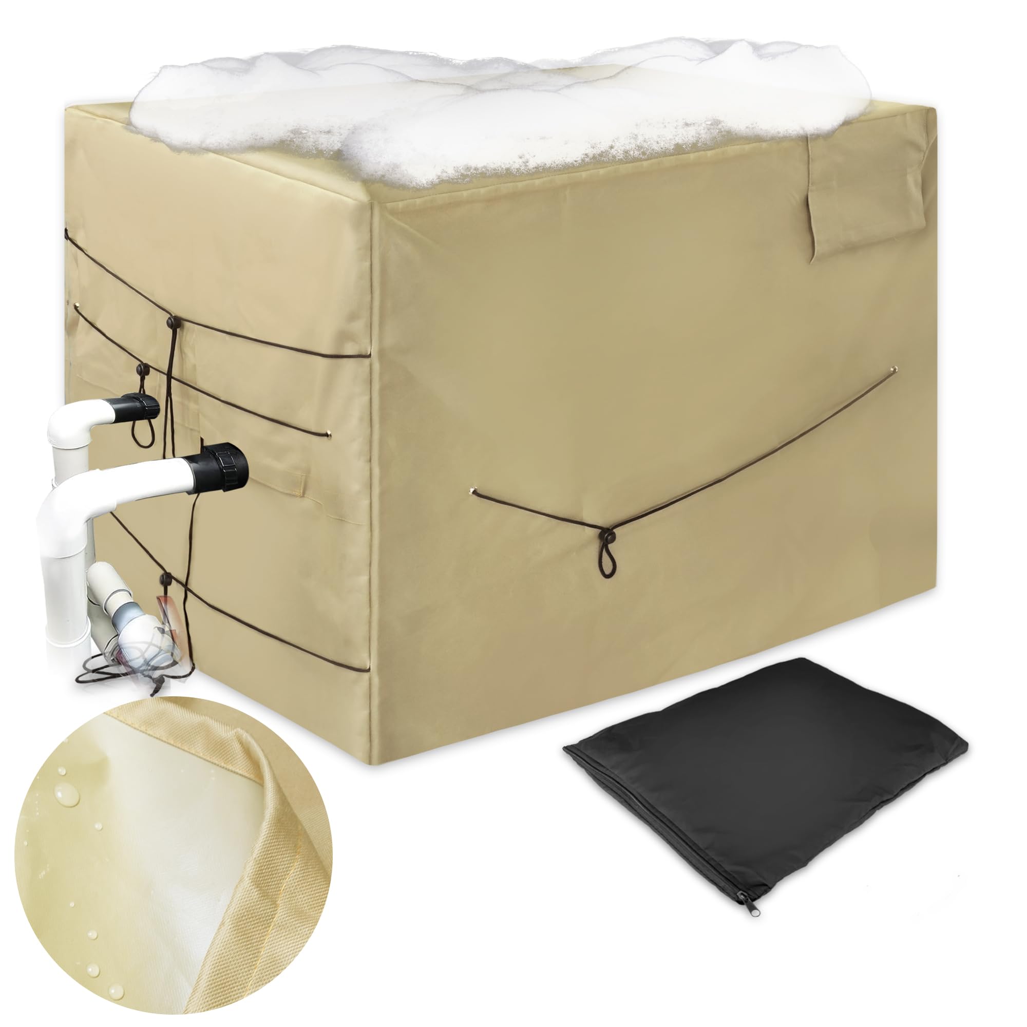 Heavy Duty Pool Heater Winter Cover, 600D Oxford 40" x 34" x 31" Pool Heater Cover, Thickened Swimming Pool Heat Pump Covers with waterproof PVC Inner Layer, Pool Pump Equipment Cover for Outside