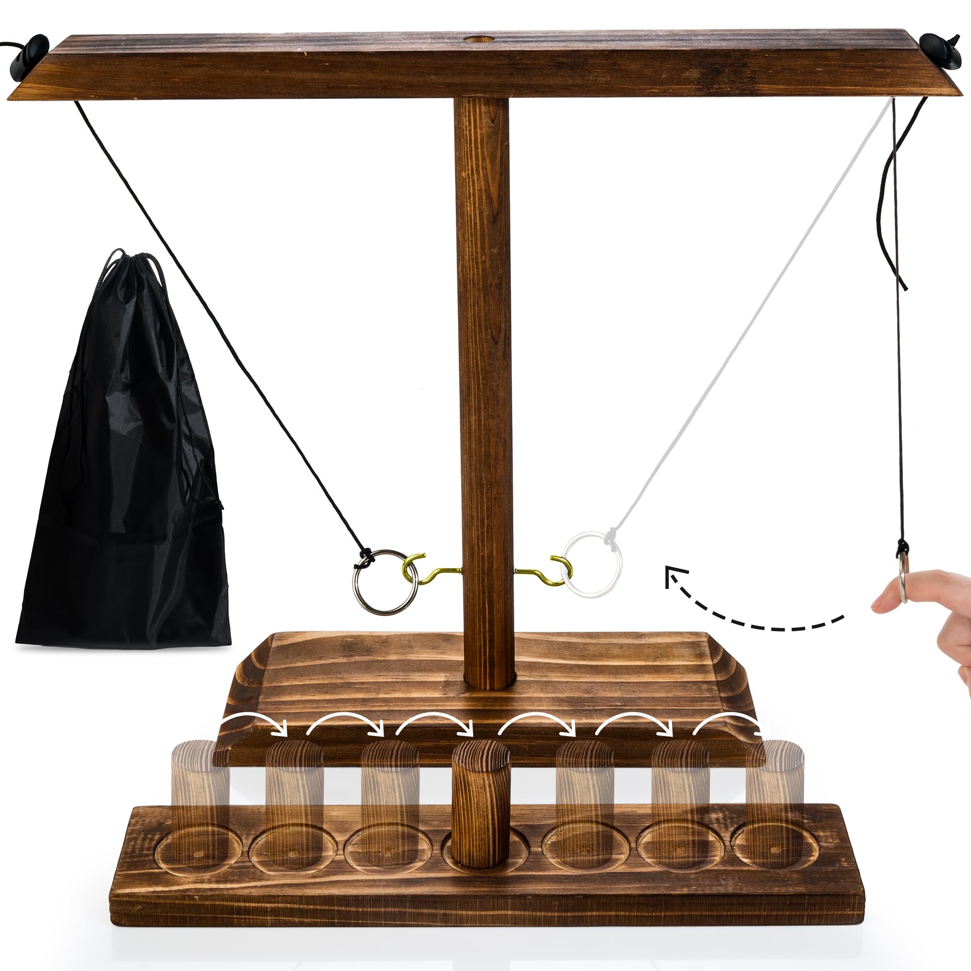 Large Ring Toss Game for Adults Kids, Hook and Ring Game Handmade with Shot Leader, 2 Player Yard Games, Ring Swing Game & Outdoor Games for Home, Party