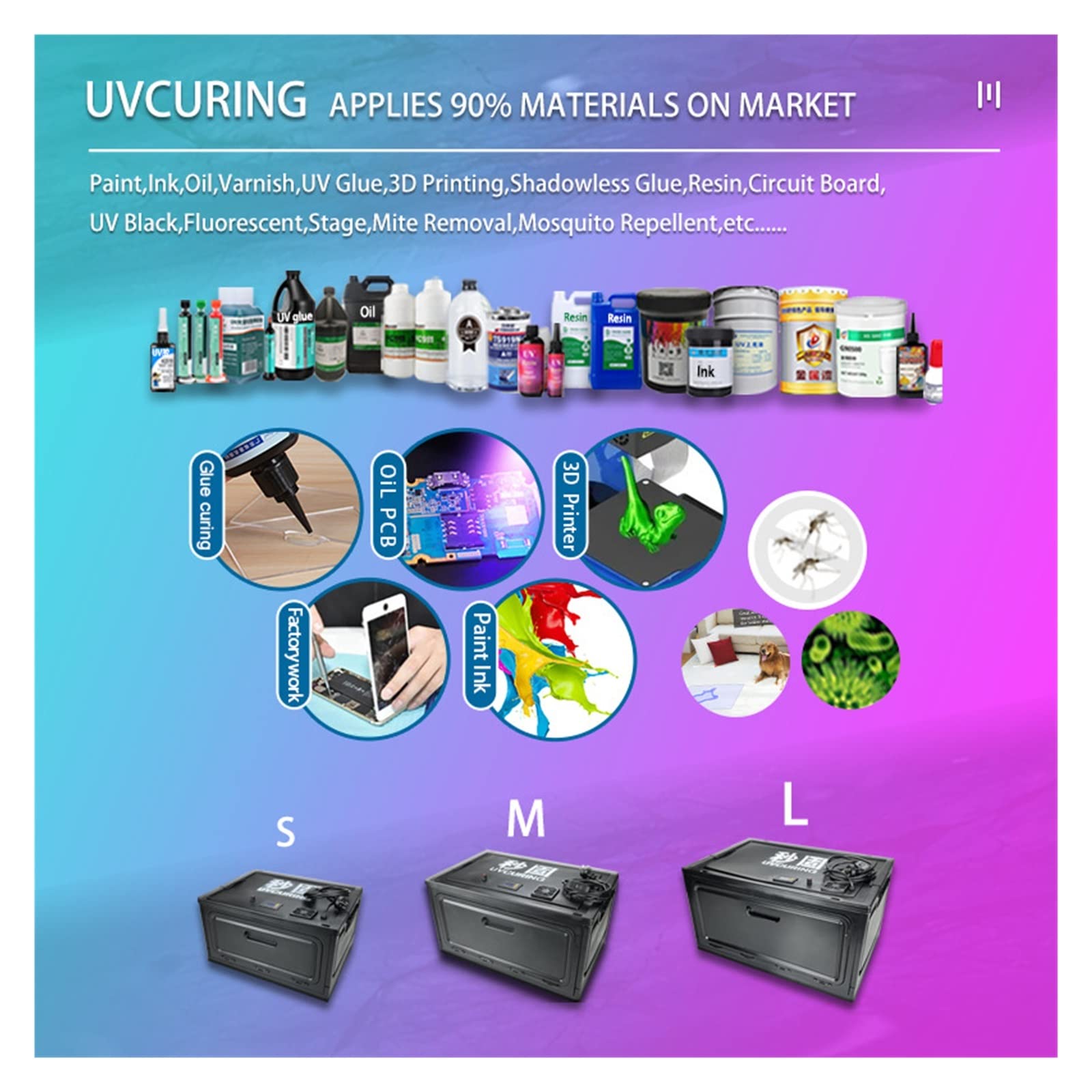 UV-Lampe, Dimming Curing Box LED UV-GEL-Lampenmaschine UV-Lichthärtung 3D-Drucker Harz UV-Kleber Öl Glas Tinte Farbe Siebdruck Telefon(395nm)