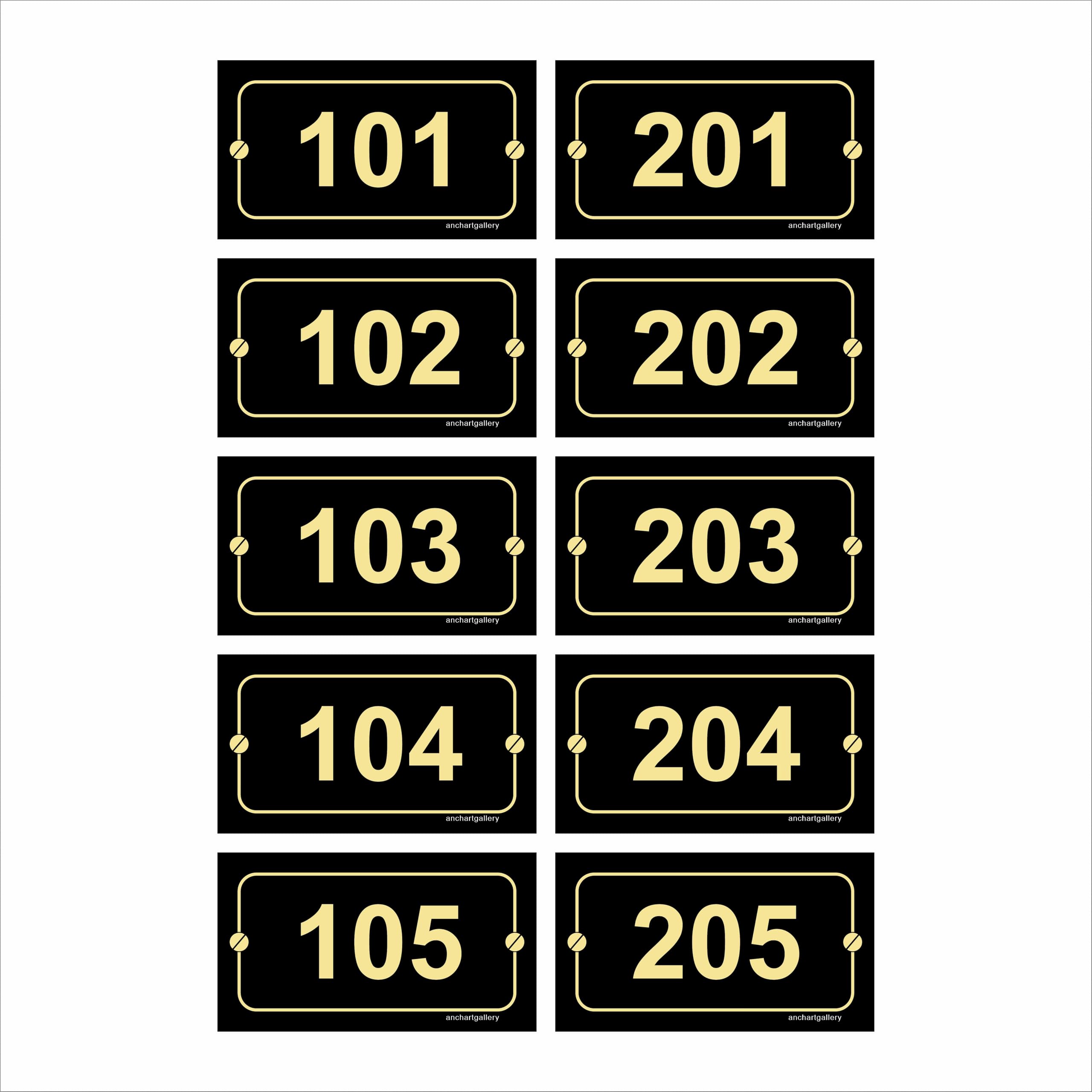 Room Number Sticker, 101-105 & 201-205, Hotel, Lodge, Flat, Door No, Rack Numbers Waterproof Vinyl Self Adhesive Sticker for Door Entrance (10 pcs) (3.3X 5.8 inch)-image-15
