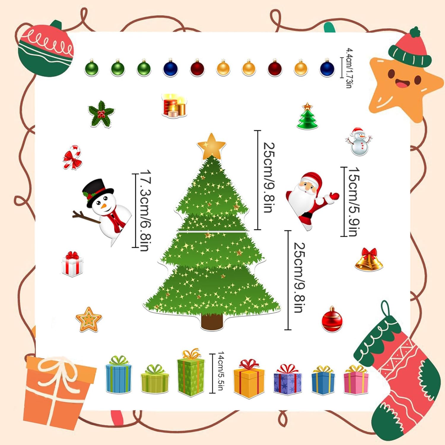 Christmas Magnetic Stickers for Refrigerator - Christmas Tree Fridge Magnets Decorations for Metal Door, Holiday Gift for Family, DIY Magnetic Surface Sticker
