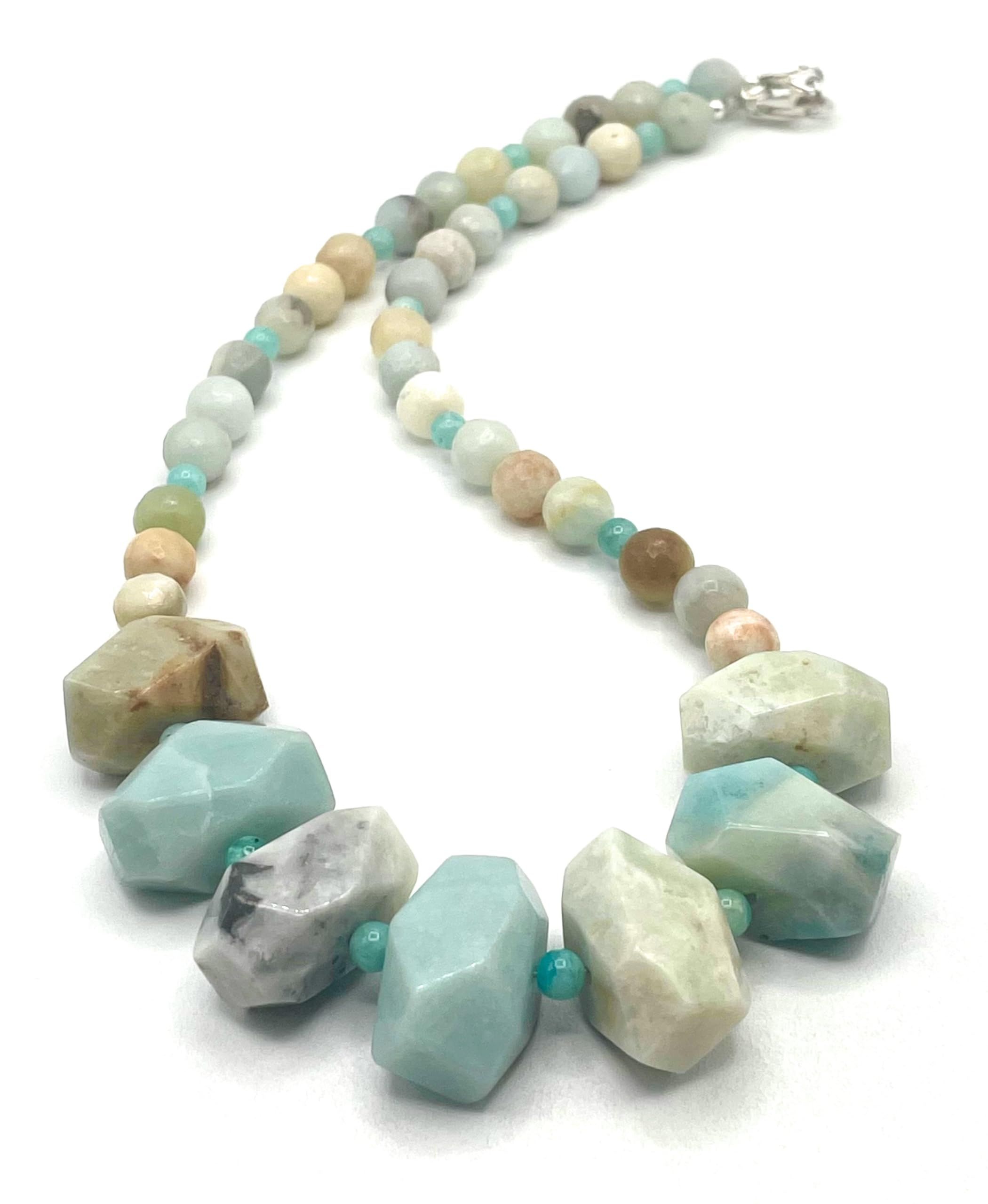 Amazonit Halskette, Naturstein Choker, 925 Sterling Silber, italienischer Edelstein Schmuck, März Birthstone Geschenk für sie, Made in Italy