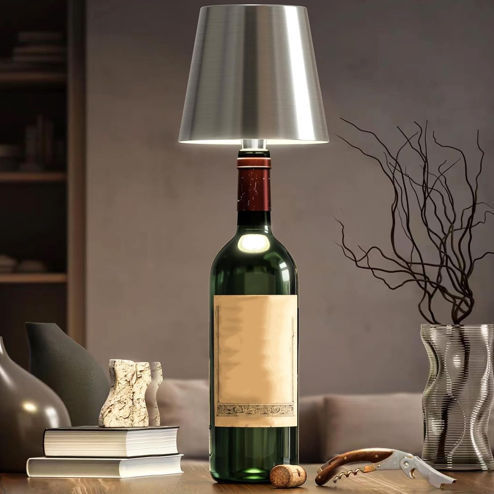 2 Pièces Lampe Bouteille LED Sans Fil,Lampes Bouteille à Batterie LED,16 RGB Lumières Bouteille à Intensité Variable,Rechargeable par USB,300LM,IP44 Tanche,Commande Tactile,Pour Restaurant et Bar,Noir