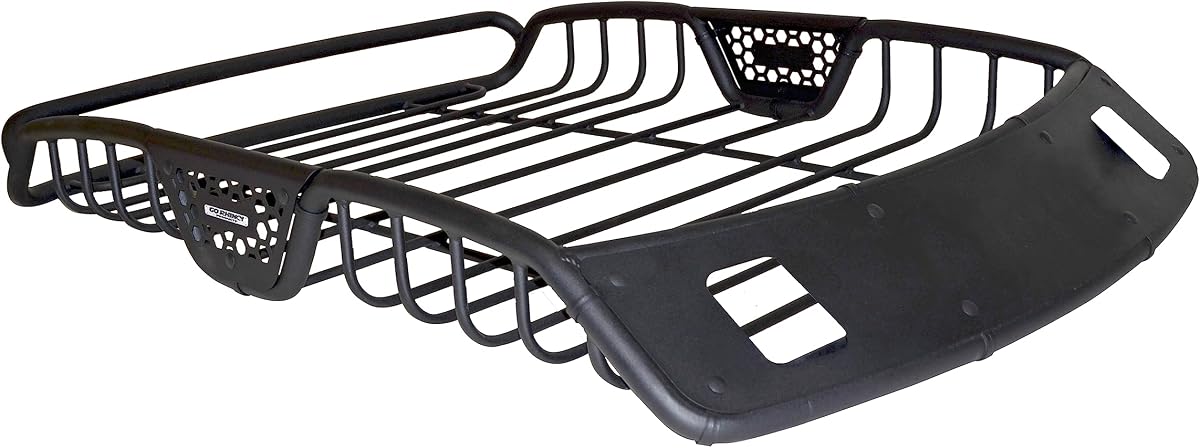 Portaequipajes Go Rhino SR20 - Portaequipajes tubular con 2 aberturas de montaje de luz y abrazaderas de barra transversal | Acero dulce, negro texturizado, largo: 60" x ancho: 40" x alto: 6" | 59027T