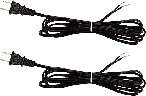 Creative Hobbies Cable de lámpara negro de 12 pies de largo, calibre SPT-1 18, cable de alimentación con certificación UL para reparación o