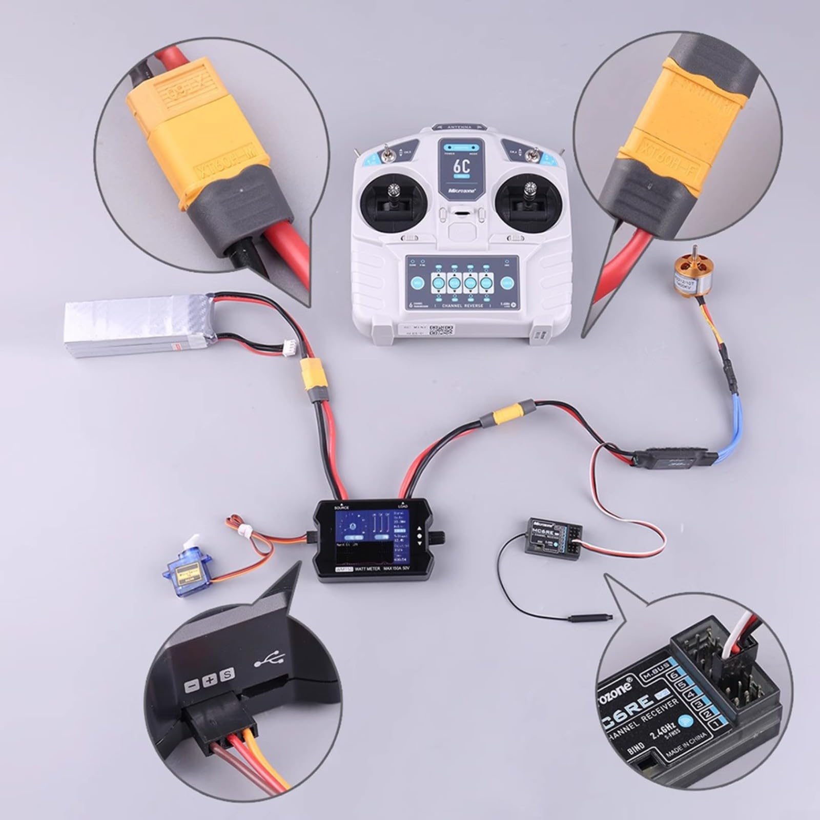 WM150 Leistungsmesser Wattmeter Analysator, 1-50V 150A LCD Display Spannung und Strom Tester mit für PWM Signalgenauigkeit für RC, fpv, ESC und für Batterieprüfung