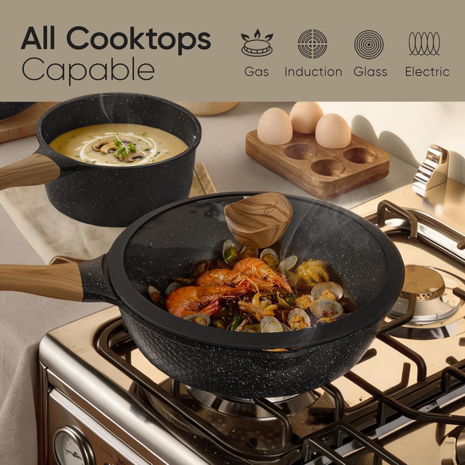 CAROTE 39pcs Nonstick Cookware Sets, Pots and Pans Set with Bakeware view 8