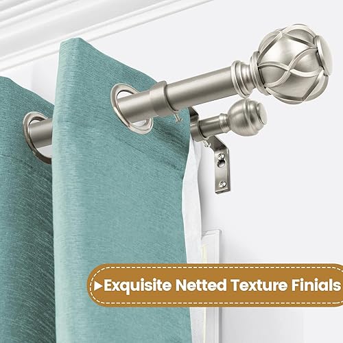 Miniatura 6 de KAMANINA Varillas de cortina dobles de 1 pulgada de 36 a 72 pulgadas (3-6 pies), barra de cortina telescópica para ventanas de 24 a 68 pulgadas,