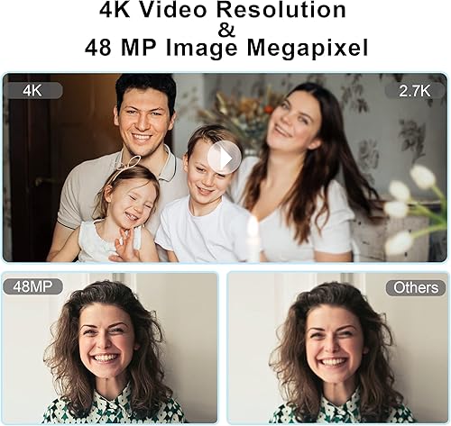 Miniatura 2 de Cámaras digitales 4K Point and Shoot para fotografía y video, cámara de vlogging de enfoque manual antivibración de 48MP con tarjeta 32G, cámara