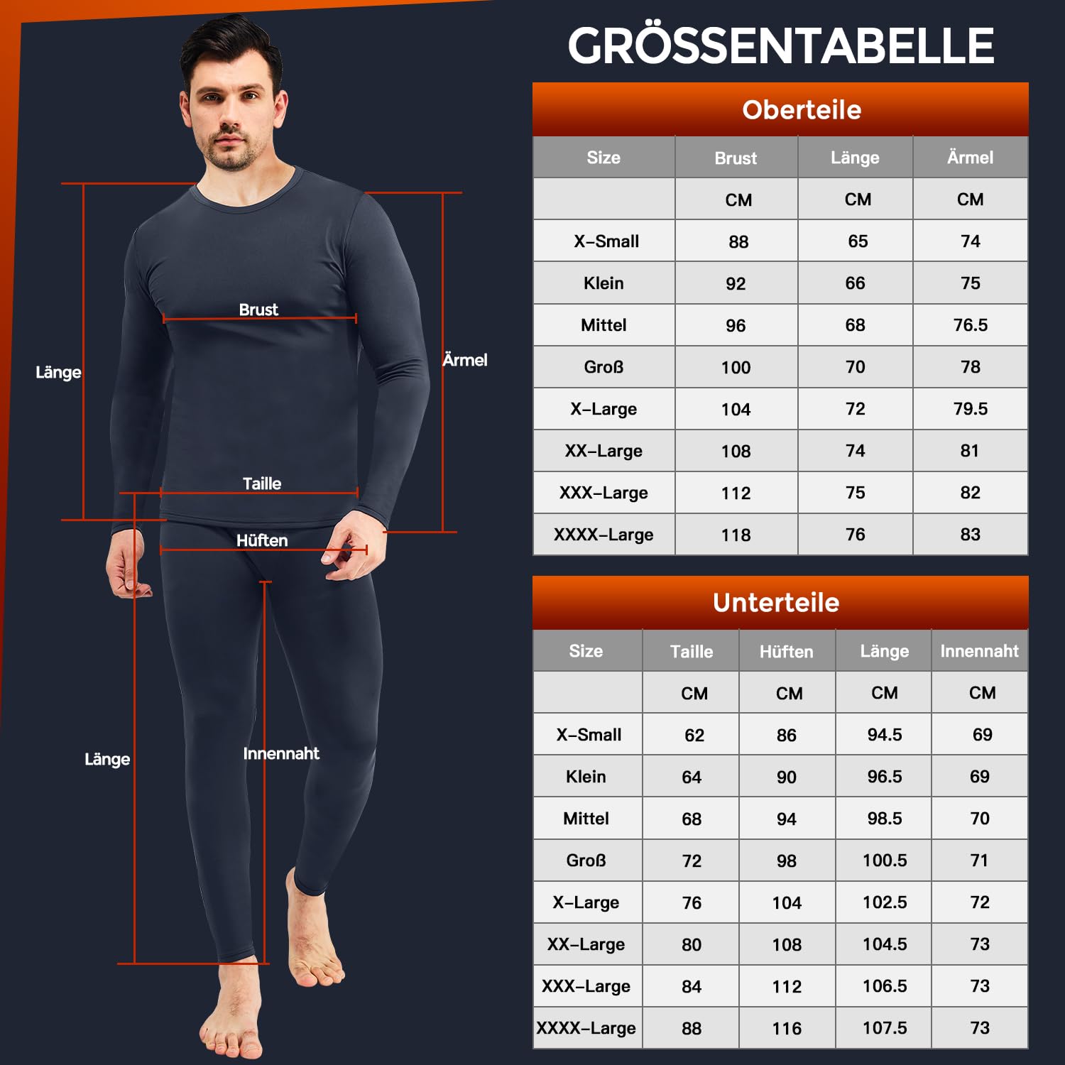 CL convallaria Thermounterwäsche Herren Funktionsunterwäsche Skiunterwäsche Winter Thermowäsche Set Warm Weich Funktionswäsche Thermo Unterwäsche Innenfleece Thermounterhemd Thermounterhose für Männer