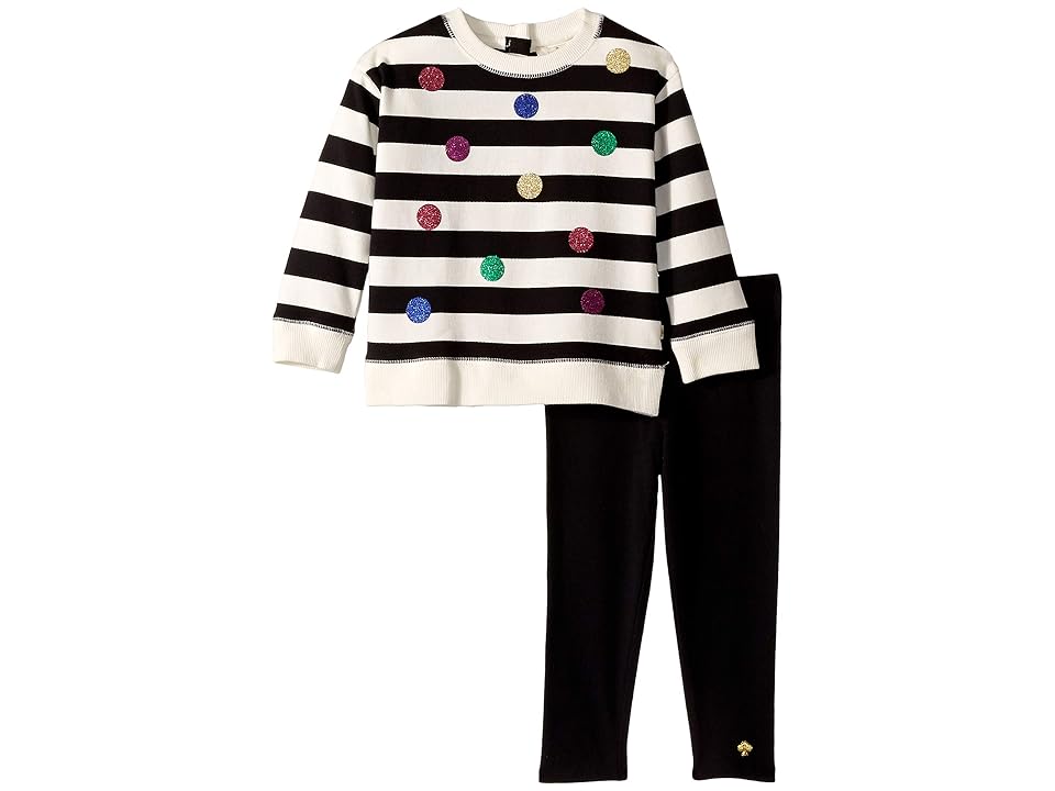 

Kate Spade New York Kids Glitter Dot Leggings Set (Infant) (French Cream/Black Stripe) Girl's Active Sets