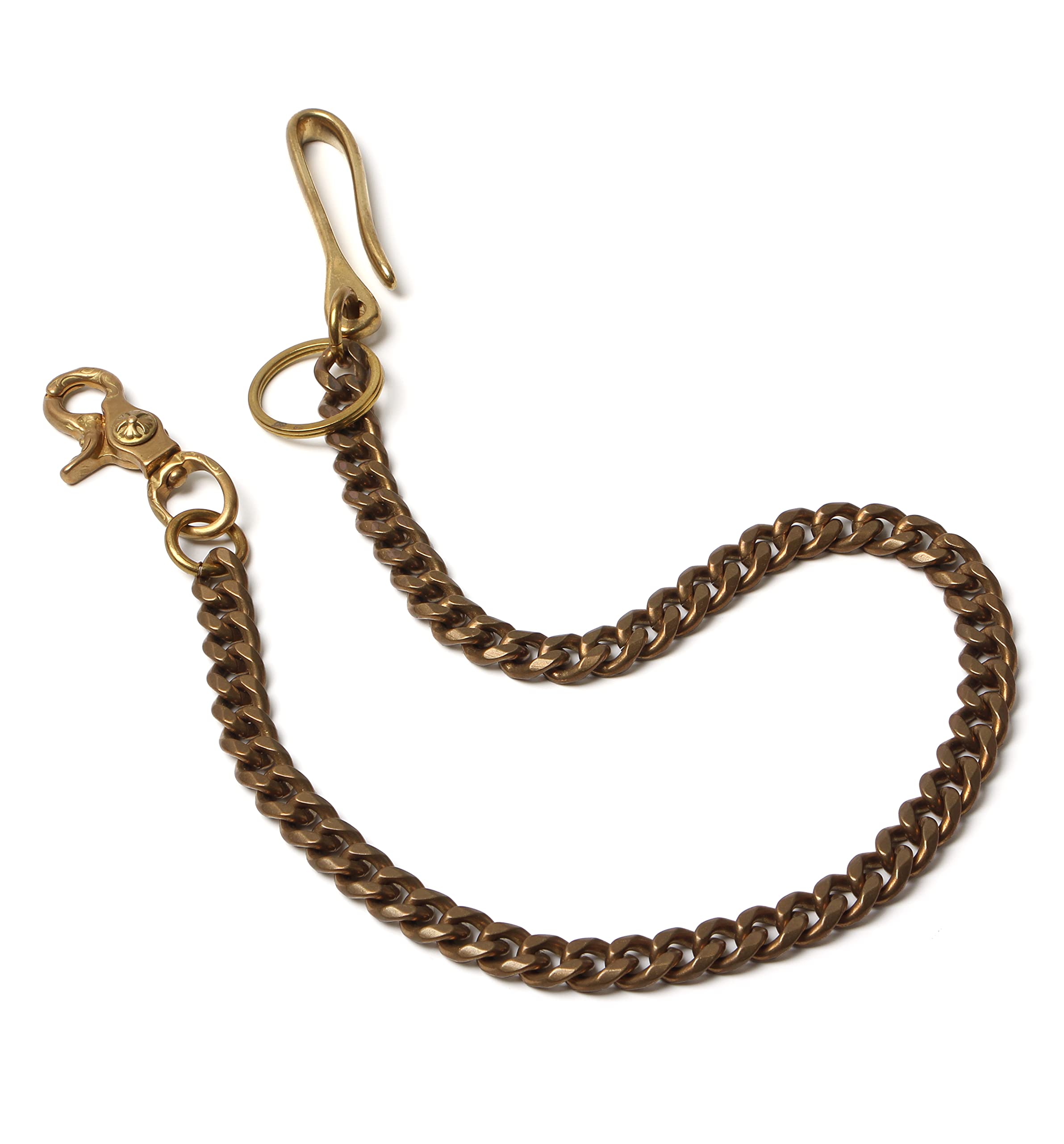 Ruth&Boaz Solid Brass Square Chain Biker Trucker Keychain Key Jean Wallet Chain, Chain-u Hook, 24.8"