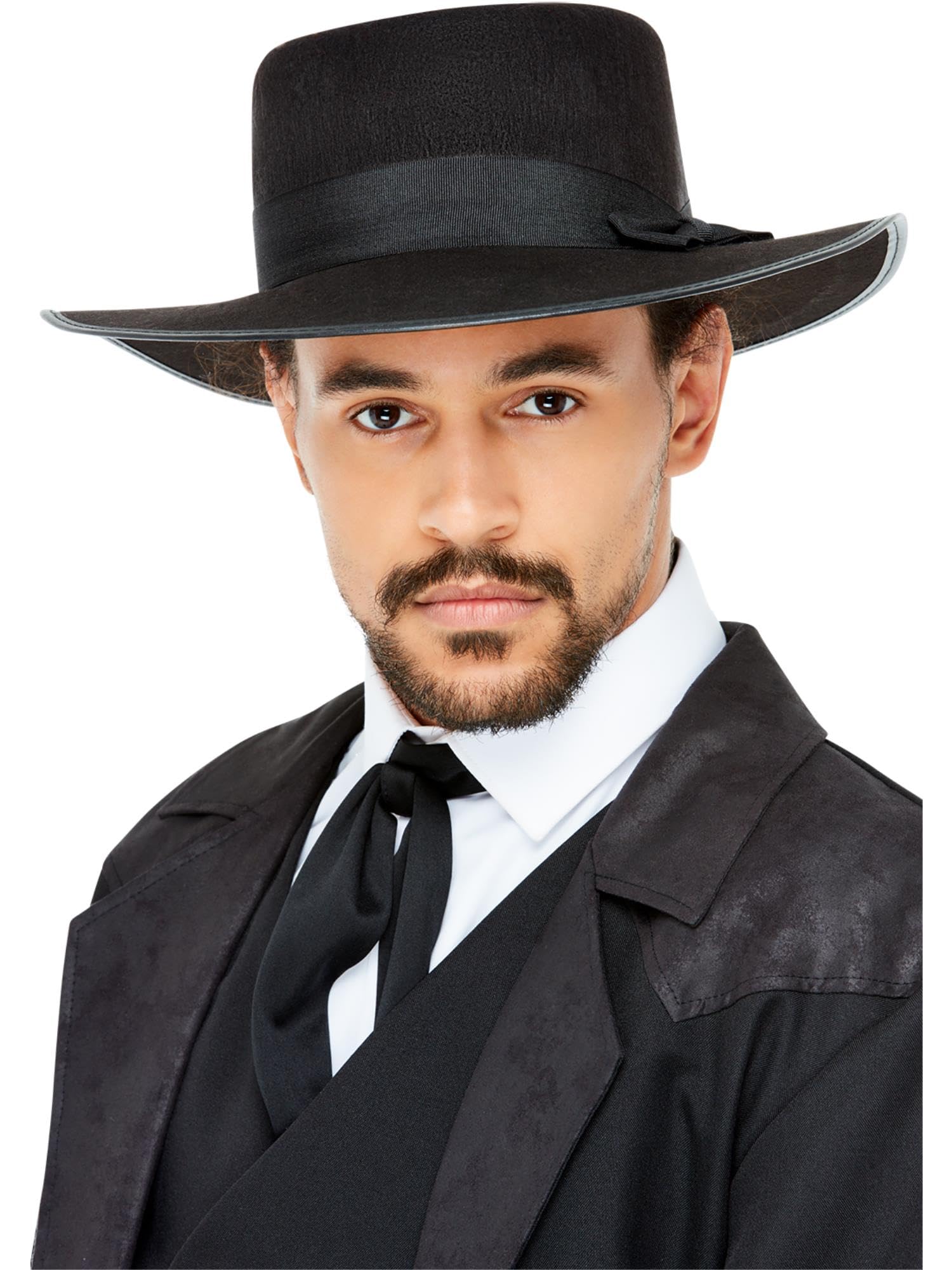 Smiffys20s Wide Brim Fedora Hat with Elastic Inner Rim, 1920's Razzle Fancy Dress, 1920s Dress Up Hats