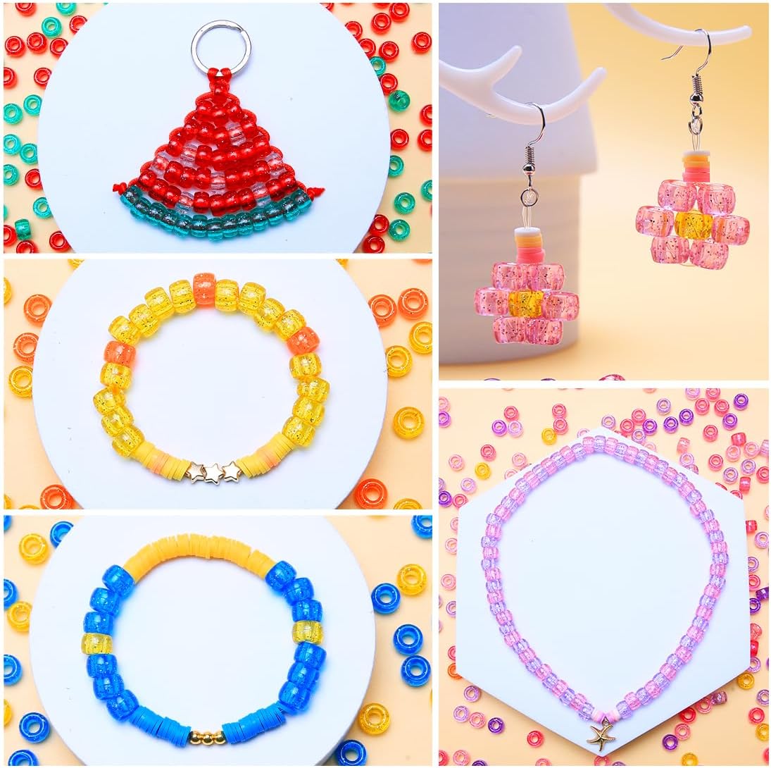 Praisebank Pony Beads, 8000pcs 6x9mm, Wholesale Beads, Bracelets Jewelry Making, Arts & Crafts(Glitter)