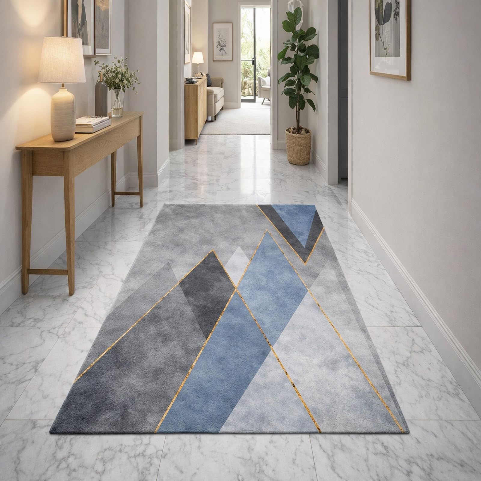 Tapis géométrie moderne pour salon contemporain rectangulaire gris