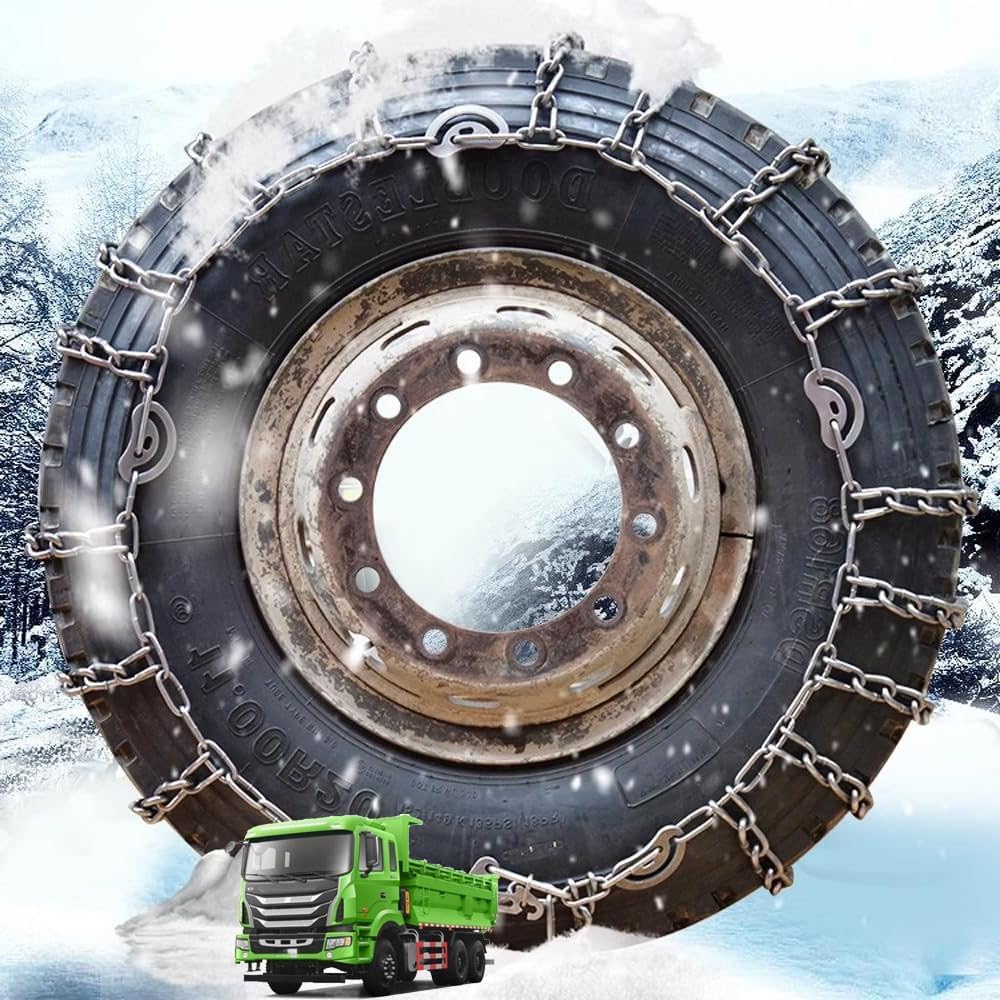 9mm Set of 2 Tire Chains for Suv ATV and Pickup Trucks Slip Snow Traction Chains Durable Manganese Emergency Grip for Icy Roads 235/75R17.5 2pcs 12.5R20