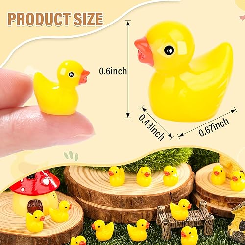 Miniatura 10 de selizo 180 mini patos de resina, pequeño pato para jardín de hadas de micro paisaje, adorno de casa de muñecas para bromas de escondite, recuerdos