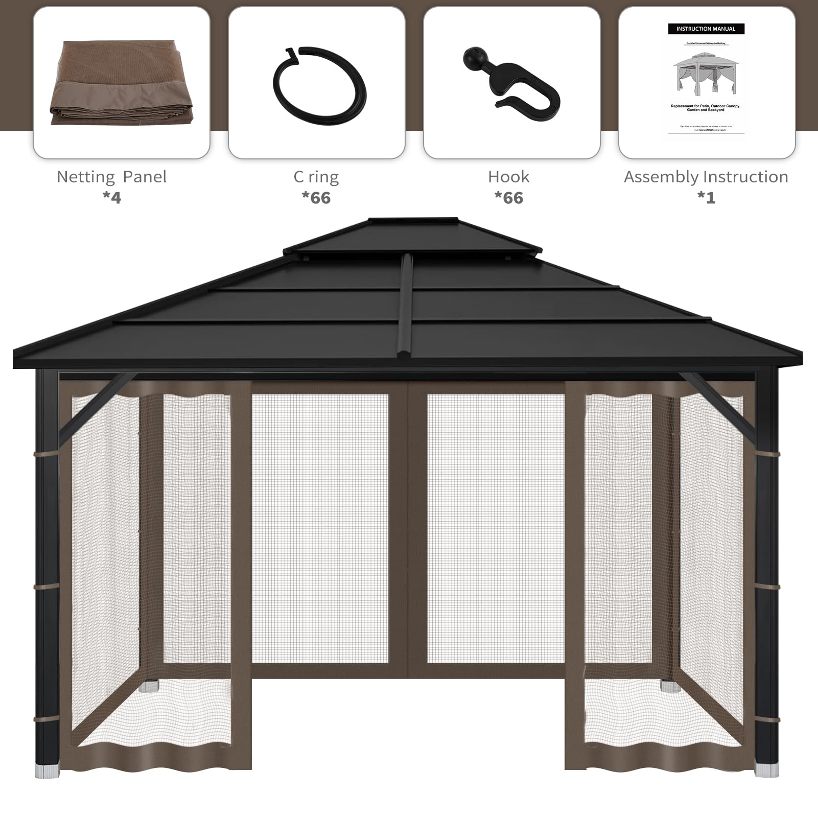 Snapklik.com : Gazebo Replacement Mosquito Netting Outdoor Universal