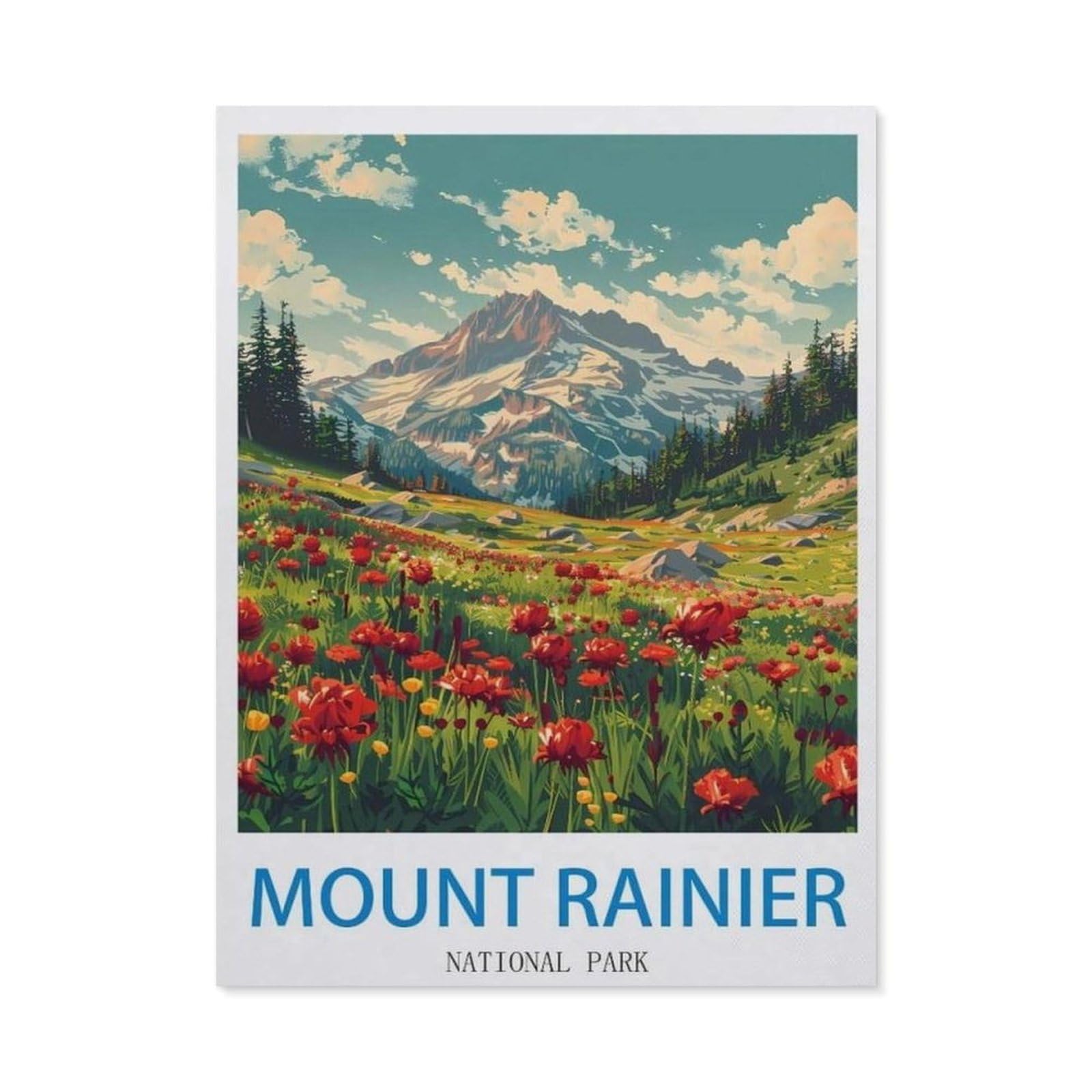 Metal Tin Sign，Mount Rainier National Park，Tin Sign Vintage Art Wall Decor Sign Home Kitchen Bar Patio Cave Funny Decor(30x40cm）12x16 inch-EC51