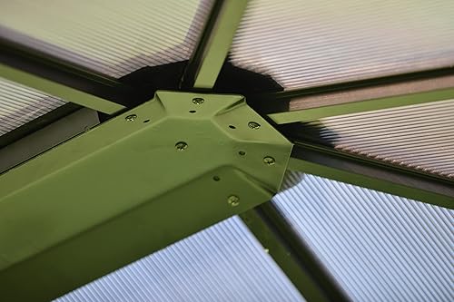 Miniatura 7 de Merax Gazebo Paito de aluminio para exteriores de 13 pies de ancho x 9.8 pies de profundidad con techo de policarbonato